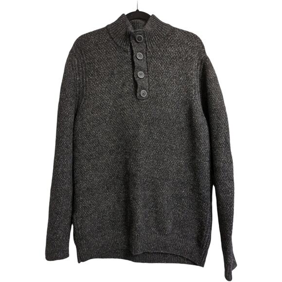 Immagini Gray Collar Button Placket Wool Blend Pullover Sweater Italy Size L - Picture 1 of 7